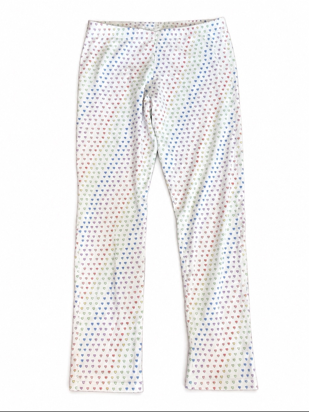 Roller Rabbit Disco Hearts Pajama Pants Rainbow Pima Cotton White Size Small - Picture 4 of 7